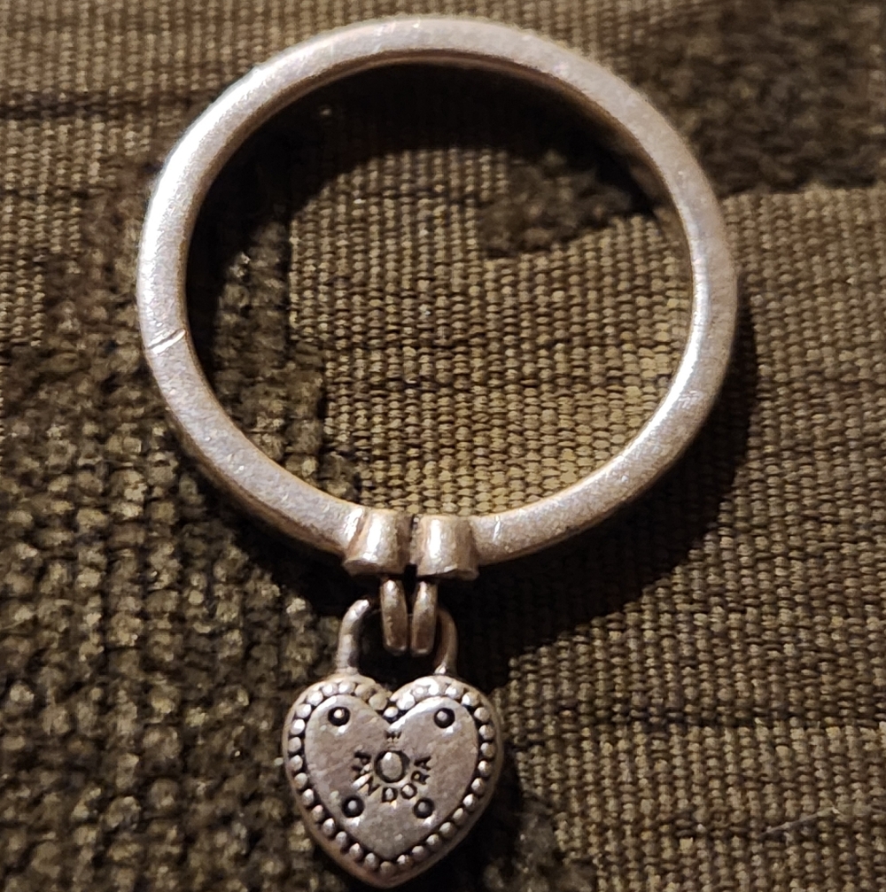 Retired Pandora Heart Lock Dangle Ring